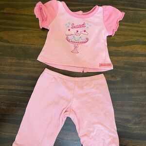 American Girl doll pajamas Sweet Treats pink ruffle